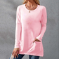 Crew Neck Long Sleeve Loose Pocket Solid-color T-shirt Casual Women's Clothing