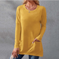 Crew Neck Long Sleeve Loose Pocket Solid-color T-shirt Casual Women's Clothing